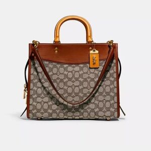 NWT Coach Rogue Bag Signature Textile Jacquard Cocoa Burnished Amber C7962